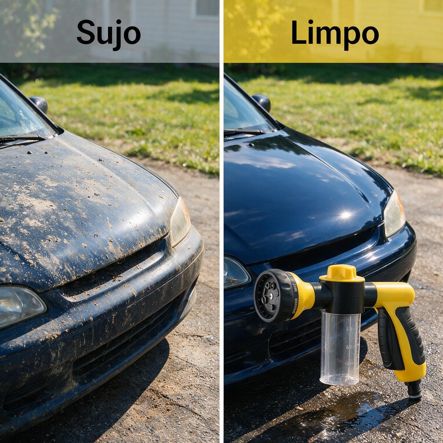 Esguicho de Alta Pressão 8 em 1 com Distribuidor de Sabão | Pistola para Lavagem de Carros, Janelas e Calçadas