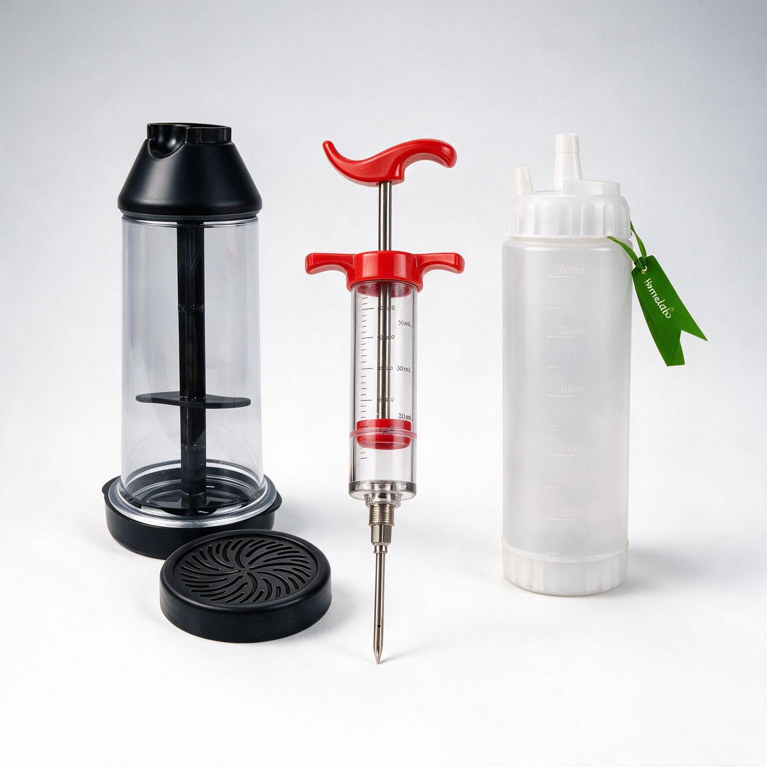 Kit Cozinha Homelab: Tapioqueira Peneira Polvilhador + Injetor de Temperos + Bisnaga FIFO para Molhos