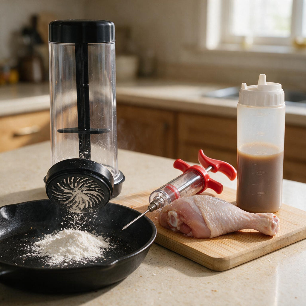 Kit Cozinha Homelab: Tapioqueira Peneira Polvilhador + Injetor de Temperos + Bisnaga FIFO para Molhos