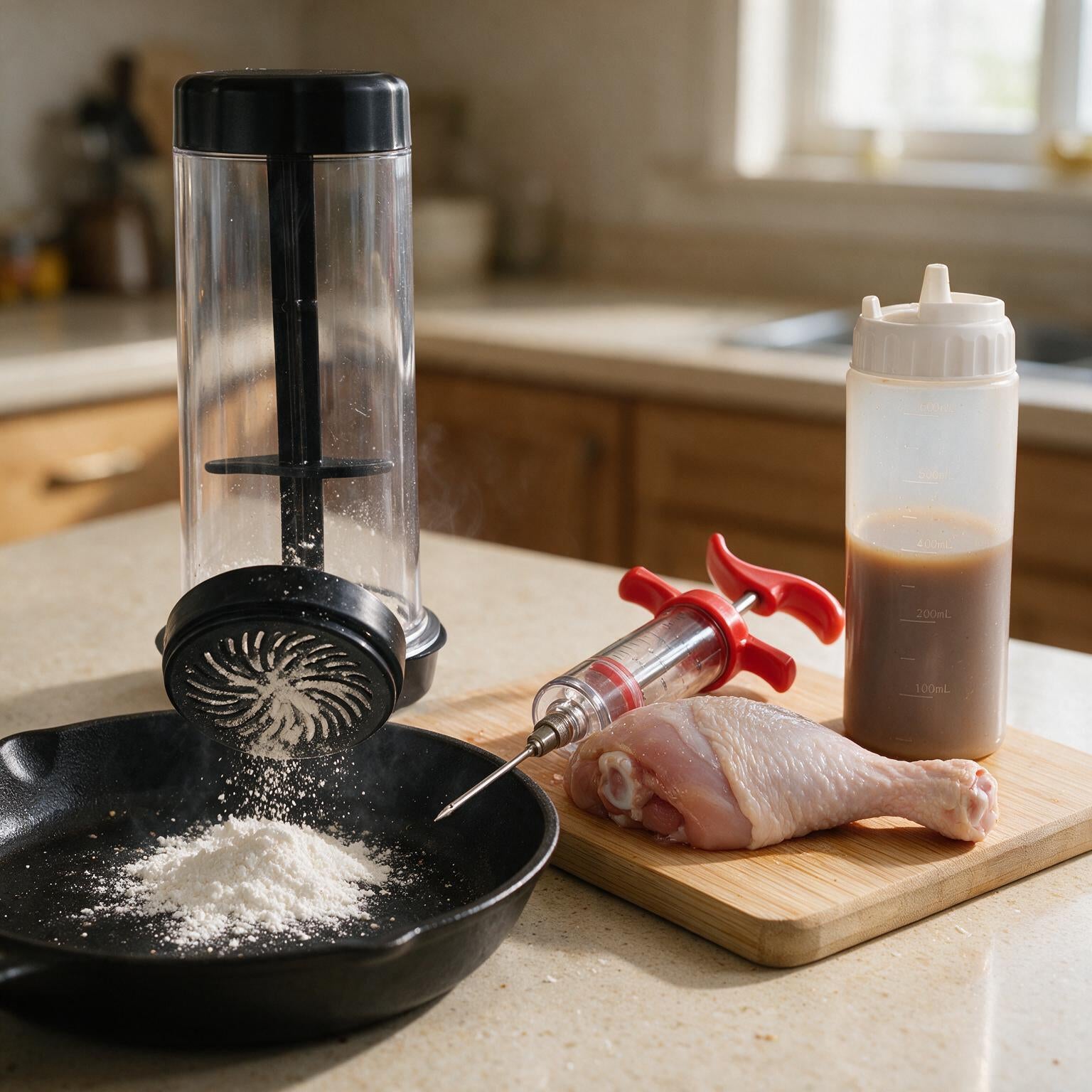 Kit Cozinha Homelab: Tapioqueira Peneira Polvilhador + Injetor de Temperos + Bisnaga FIFO para Molhos